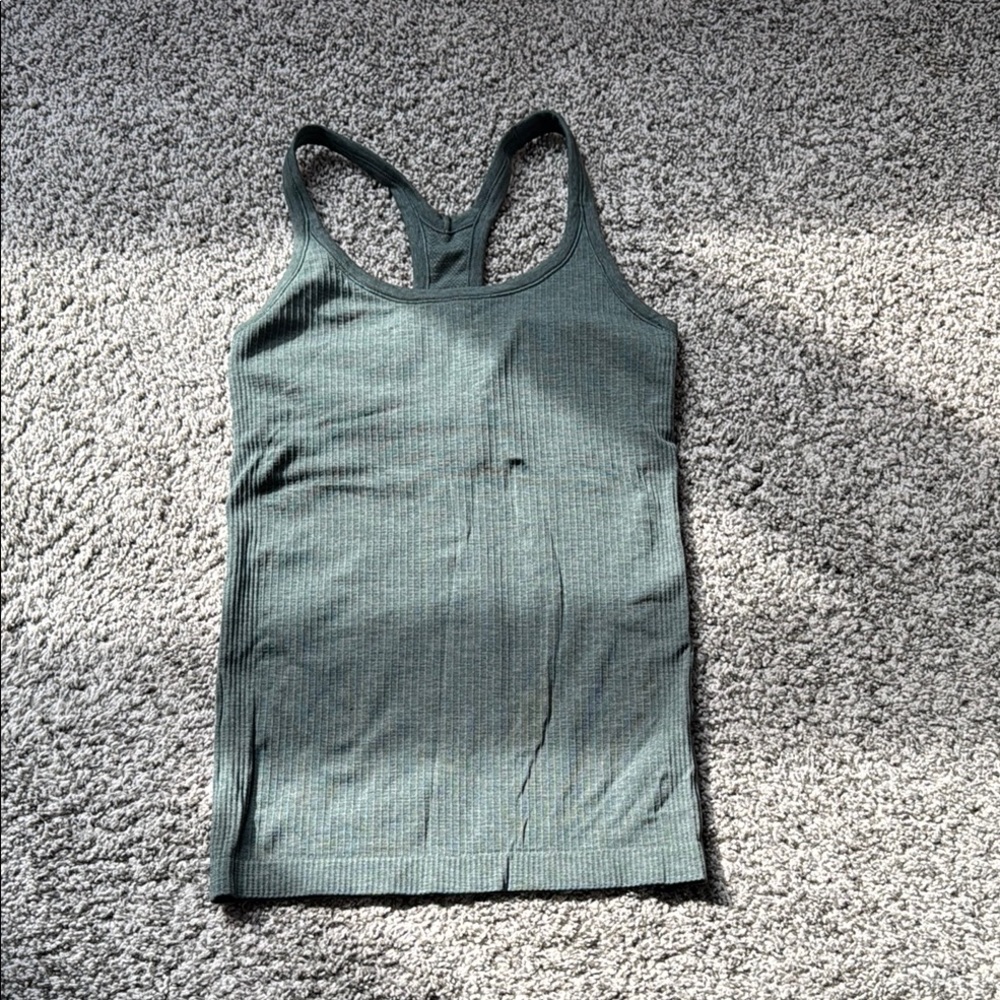 lululemon athletica Green Ribbed Racerback Tank Top